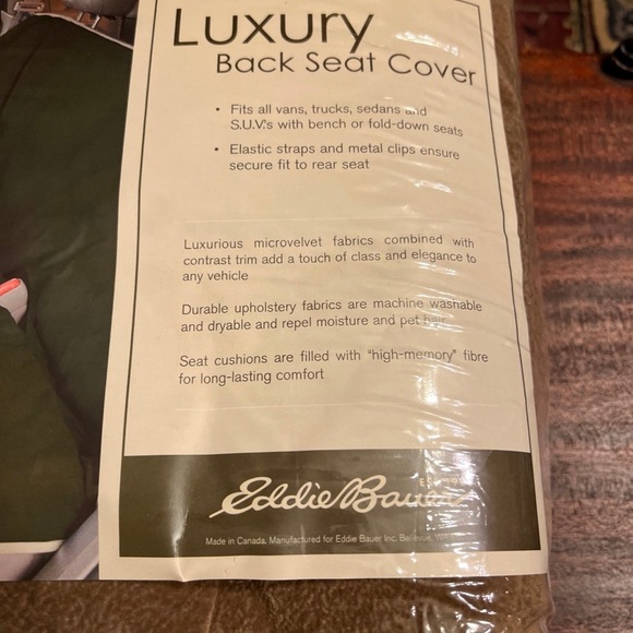 Eddie Bauer Luxury Back Seat Cover Fits Vans Trucks Sedans & SUVs, Mocha - Picture 3 of 7